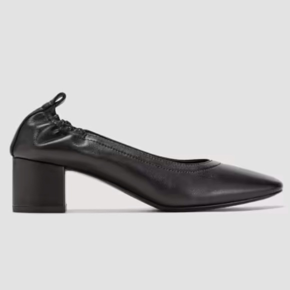Everlane The Day Heel round toe scrunch back 2inch block heel leather black 7.5 - Picture 1 of 16